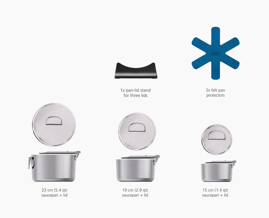 Space Steel Folding Handle 6-Piece Saucepan Set 1000031SS