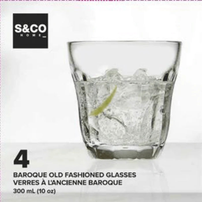 S & Co - 10 oz Barroque Old Fashined Glasses