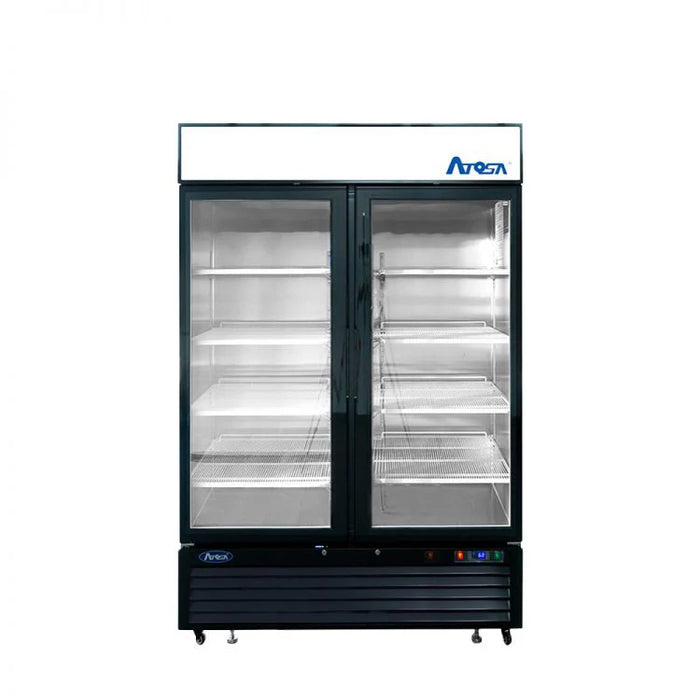 Atosa MCF8733GR 39.5" Bottom Mount 2 Glass Door Refrigerated Merchandiser - 28.5 Cu. Ft. - Kitchen Equipped