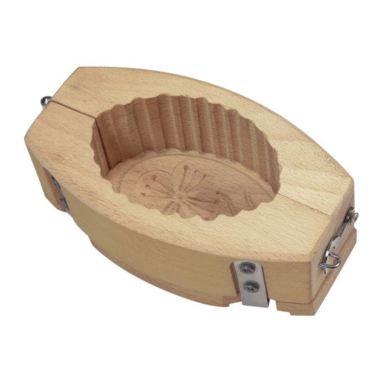 Louis Tellier - Beechwood Fluted Butter Mold w/ Oval Flower Design - BAR104