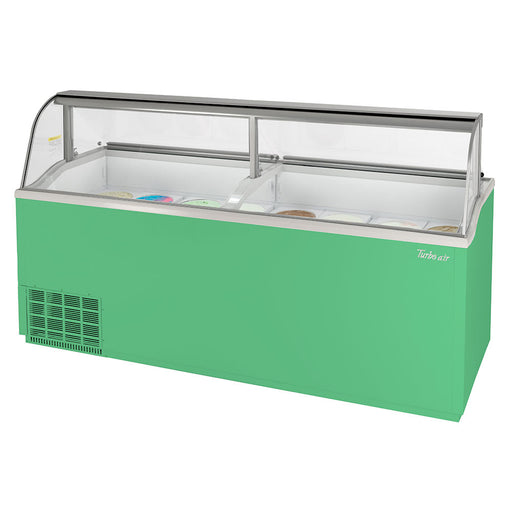 Turbo Air TIDC-91G-N 89" Stand-Alone Ice Cream Freezer w/ (16) 3 gal Tub Capacity - Green, 115v