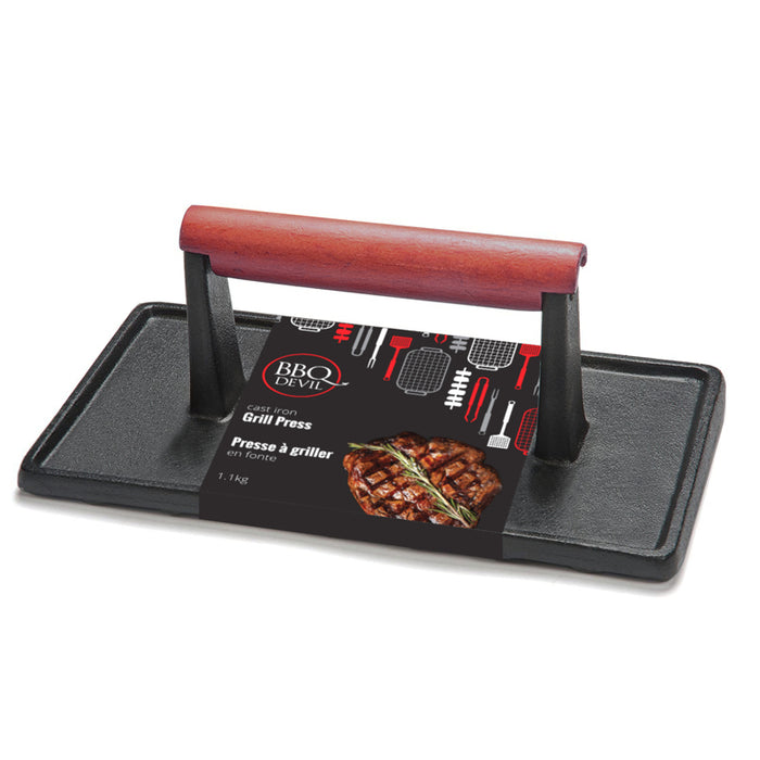 BBQ Devil - Cast Iron Grill Press - 1501237BK | Kitchen Equipped