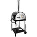 WPPO WKE-04G-BLK Black/Red 27" Hybrid Dual Fueled Wood / Gas Fire Pizza Oven Starter Kit with Mobile Stand