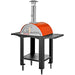 WPPO - WKK-01S-WS-Orange Karma 25 Orange Stainless Steel Wood Fire Pizza Oven with Mobile Stand