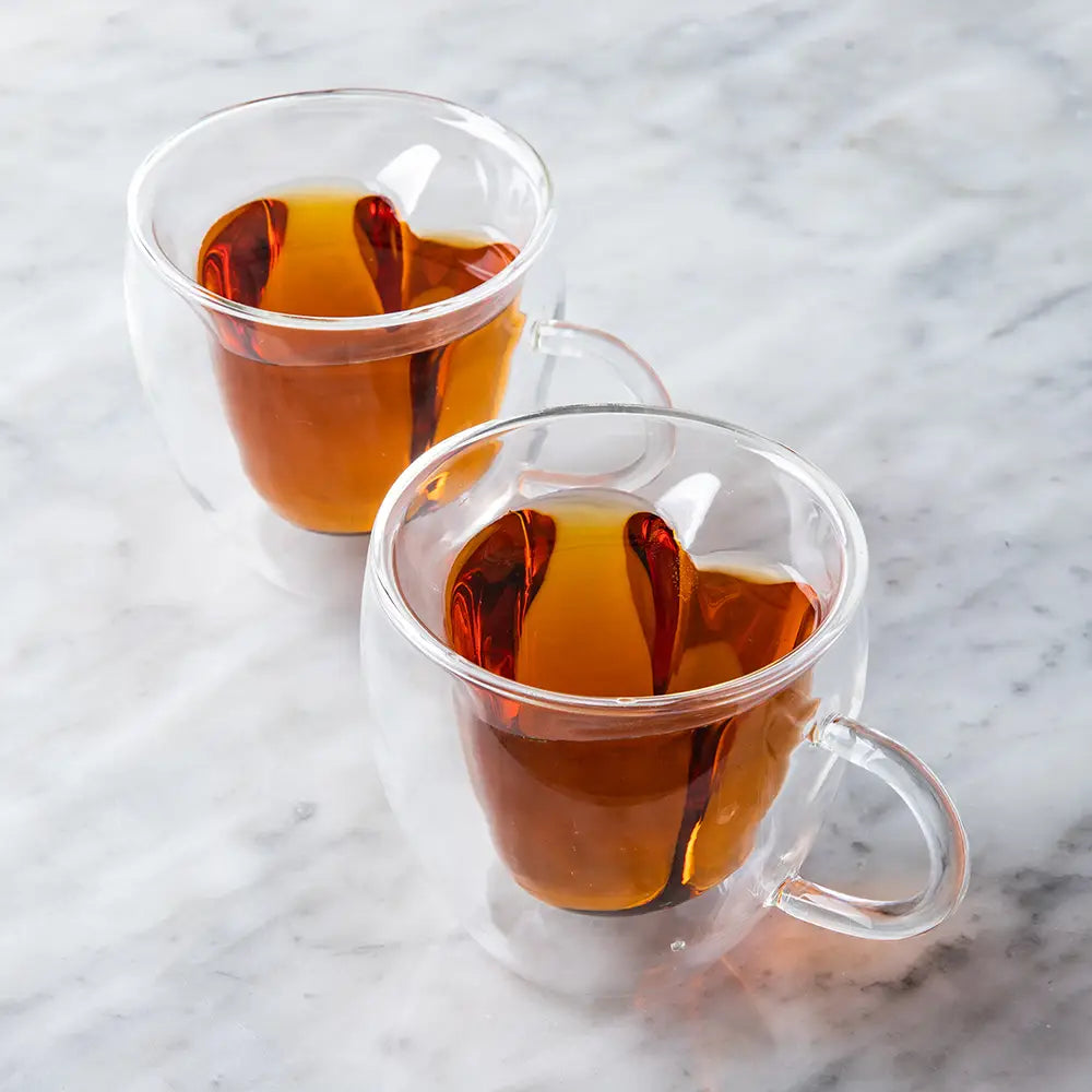 Heart Love Shaped Glass Mug Double Wall Coffee Mugs Insulated Tea