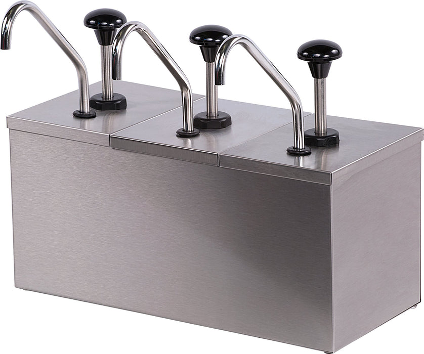 Carlisle | Insulated Condiment Topping Rail with 3 Metal Pumps & Ice Packs - 3862301B | Kitchen Equipped
