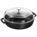 3.75 L CAST IRON ROUND SAUTE PAN WITH GLASS LID, BLACK | Kitchen Equipped