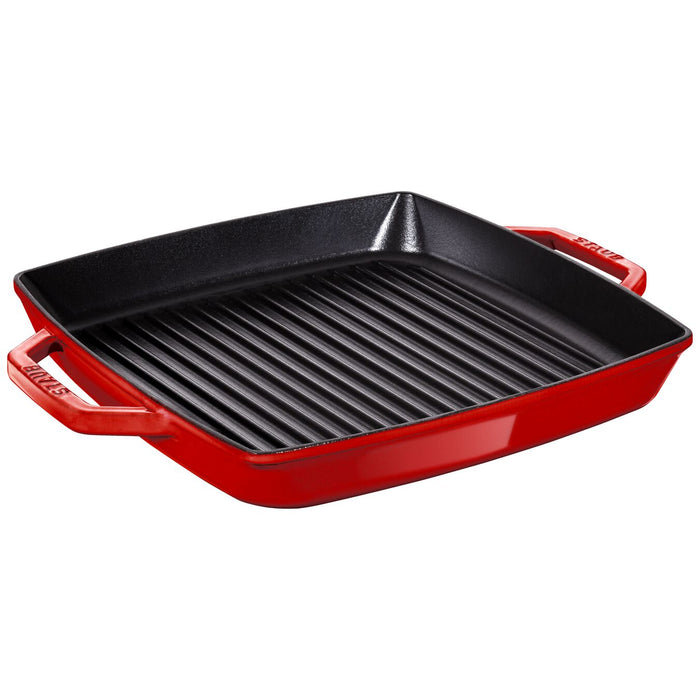STAUB - GRILL PANS 33 CM / 13 INCH CAST IRON SQUARE GRILL PAN, CHERRY - VISUAL IMPERFECTIONS - 40511-784