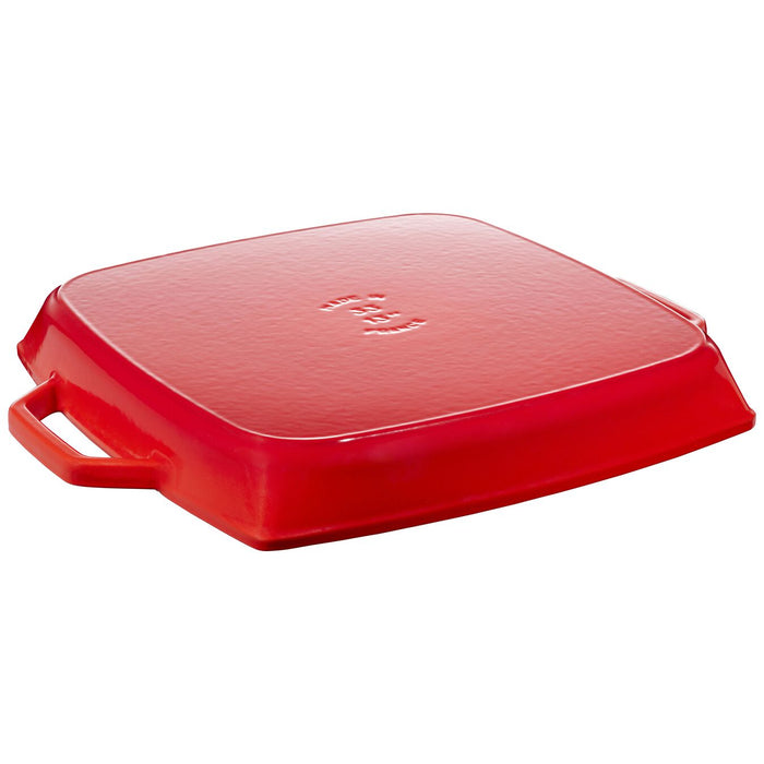 STAUB - GRILL PANS 33 CM / 13 INCH CAST IRON SQUARE GRILL PAN, CHERRY - VISUAL IMPERFECTIONS - 40511-784