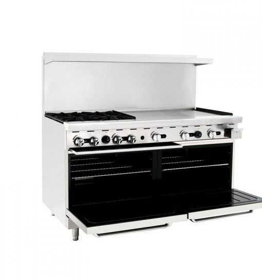 Cook Rite by Atosa AGR-2B48G Natural Gas 60" Range Oven with 48" Right Griddle Top - 48,000 Btu