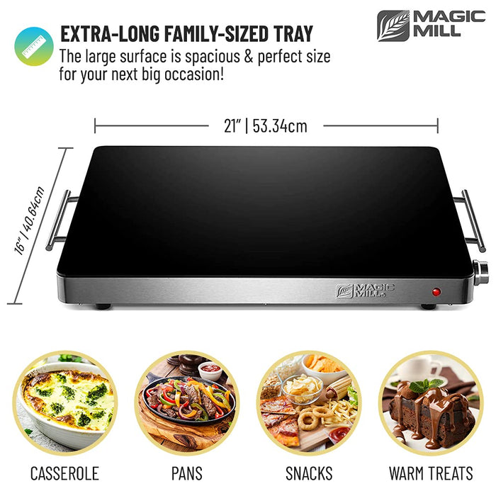 Magic Mill Extra Large Food Warmer for Parties | Electric Server Warming Tray, Hot Plate, with Adjustable Temperature Control, for Buffets, Restaurant
