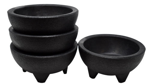 56 oz Round Black Thermal Plastic Molcajete Bowl - 8 3/4 x 8 3/4 x 4 -  10 count box