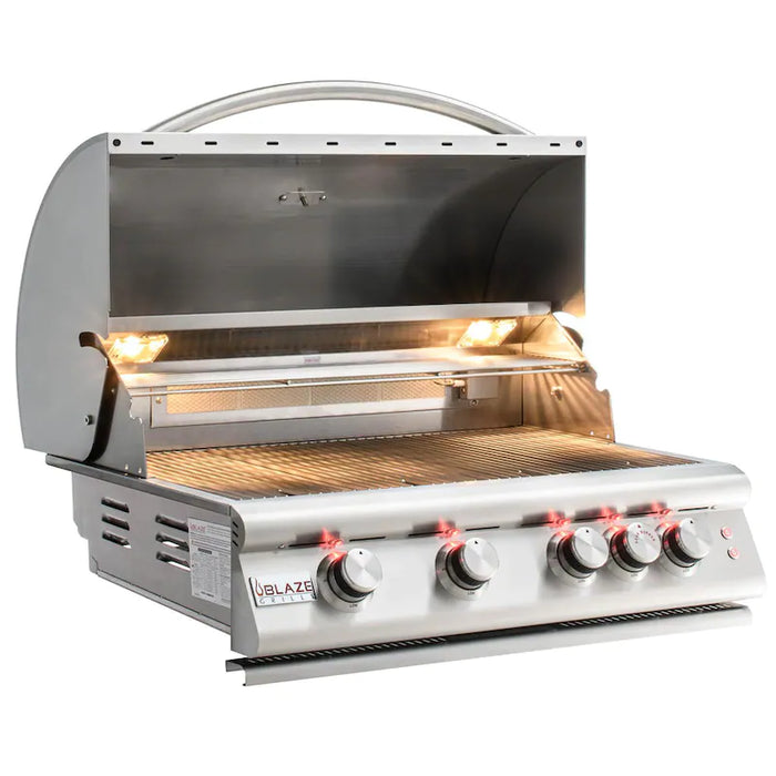 Blaze -  Premium LTE 32-Inch 4-Burner Built-In Gas Grill With Rear Infrared Burner & Grill Lights - BLZ-4LTE2MG