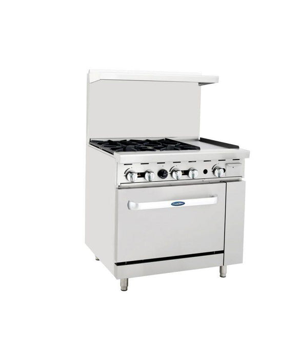 Cook Rite by Atosa - AGR-4B12GR Natural Gas 36" Range Oven with 12" Right Griddle Top - 27,000 Btu