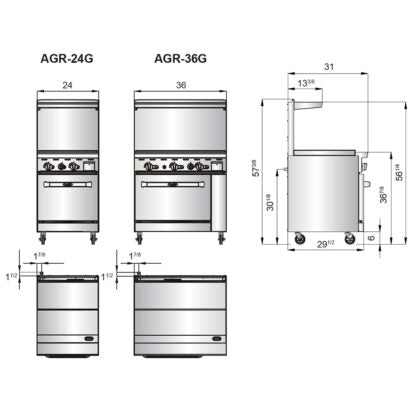 Cook Rite by Atosa - AGR36G 36″ Gas Range, 36″ Griddle, 26.5″ Wide Oven, Natural Gas