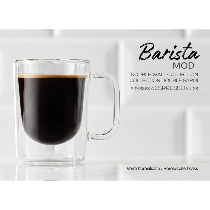 Barista Mod Espresso Glass Double Wall Mug 2PC 120ML Set of 2