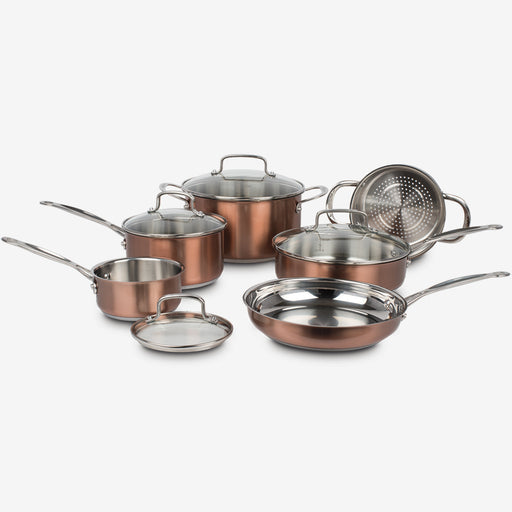 HOMICHEF 10-Piece Nickel Free Stainless Steel Cookware Set Copper Band -  Nickel