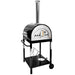 WPPO WKE-04G Black/Red 27" Hybrid Dual Fueled Wood / Gas Fire Pizza Oven with Mobile Stand - Kitchen Equipped