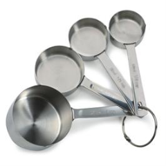 Set of 4 Stainless Steel Measuring Cups: 60, 80, 125, 250 ml