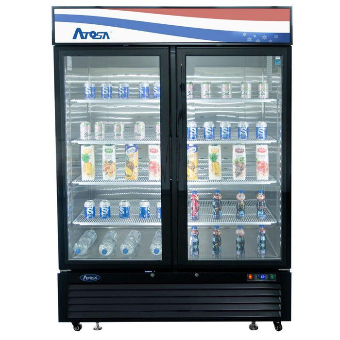 Atosa - Bottom Mount 2 Glass Door Refrigerator 43.95 Cu.Ft Black - MCF8723GR