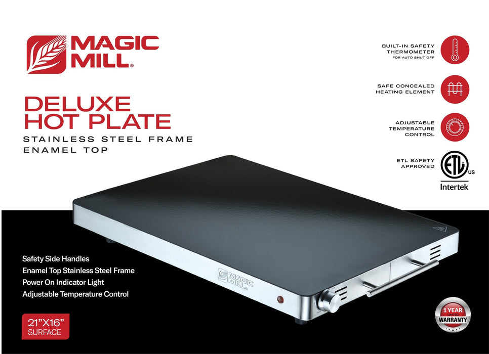Magic Mill - #MHPE906 Deluxe S/S Frame Enamel Top Hot Plate With Adjustable Temp Control Knob Model