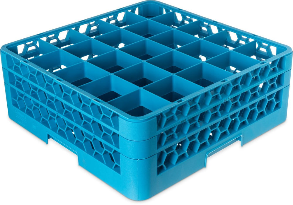Carlisle | OptiClean™ 7.12" 25-Compartment Divided Glass Rack with 2 Extenders - RG25-2 BLUE | Kitchen Equipped