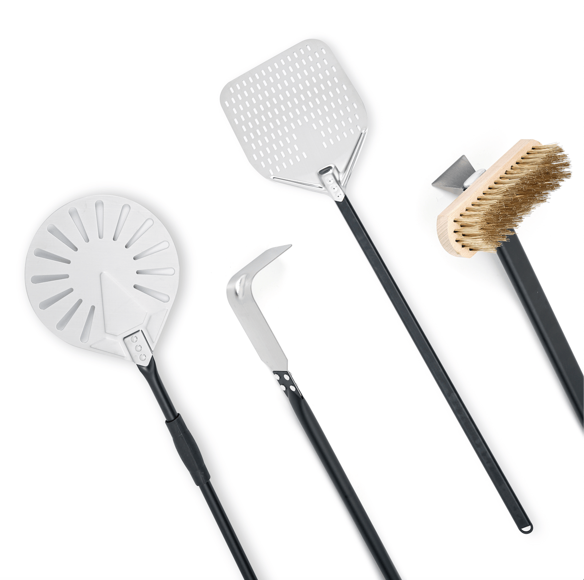 PizzaTurning Peel 9 Inch Perforated Pizza Peel and Pizza Brush Ash Rake ...