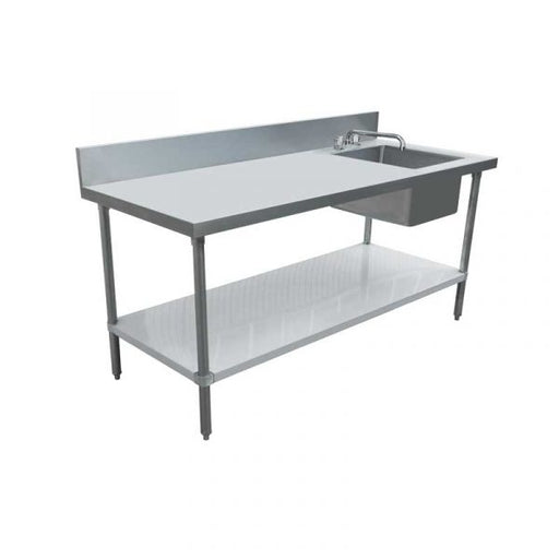Omcan - 43242 30″ X 60″ STAINLESS STEEL TABLE W/ RIGHT SINK AND 6″ BACKSPLASH