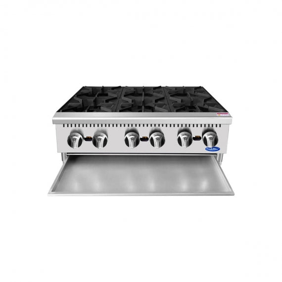 Cook Rite by Atosa - ACHP-6 36" Countertop Gas Hotplate with Manual Controls, 6 Burners