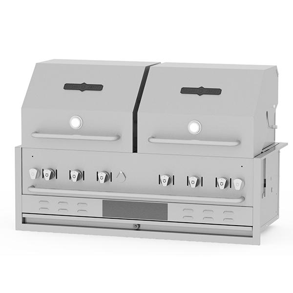 Crown Verity BI-48PKG-2 48" Built-In BBQ Grill with 2 Roll Domes - Natural Gas | Kitchen Equipped