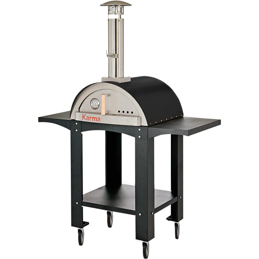 WPPO - WKK-01S-WS-Black Karma 25" Stainless Steel Wood Fired Pizza Oven with Cart