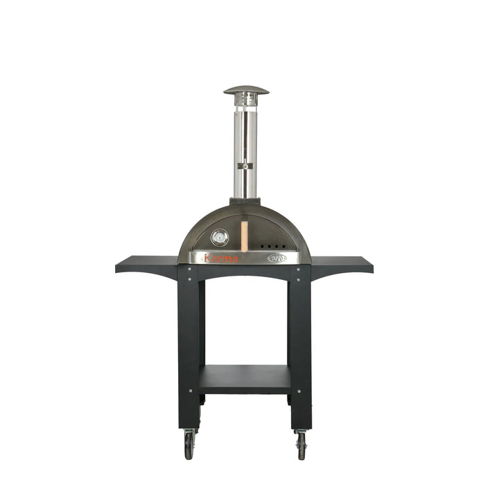 WPPO - WKK-01S-WS-Black Karma 25" Stainless Steel Wood Fired Pizza Oven with Cart