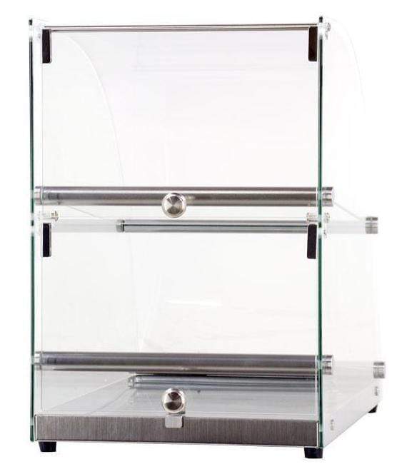 Omcan - 2 Shelf Bakery Display Case with Front and Rear Doors - 14" Wide