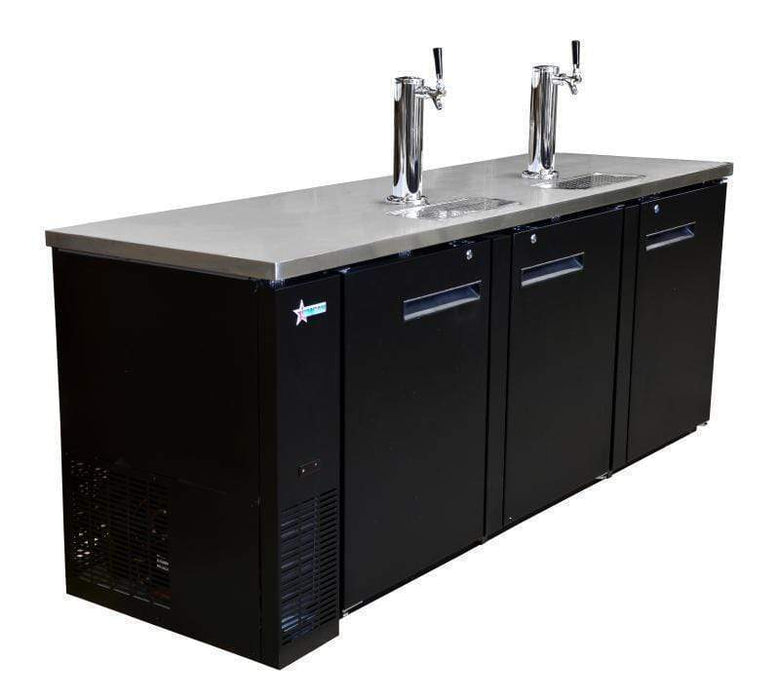 Omcan BD-CN-0032-HC - 90" Three Door Bar Cooler with Two Beer Dispensers - 4 Kegs