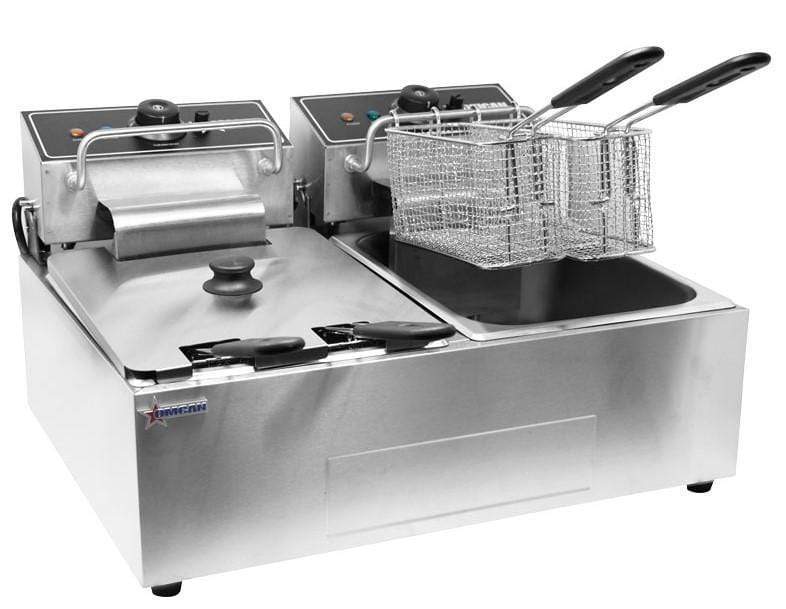 Omcan CE-CN-0012 - 24 lb. Electric Countertop Fryer - Two 12 lb. Tanks | Kitchen Equipped