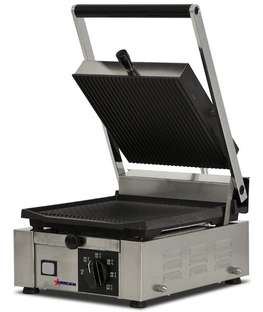 Omcan PG-IT-0483-R - 9" x 10" Grooved Panini Grill | Kitchen Equipped