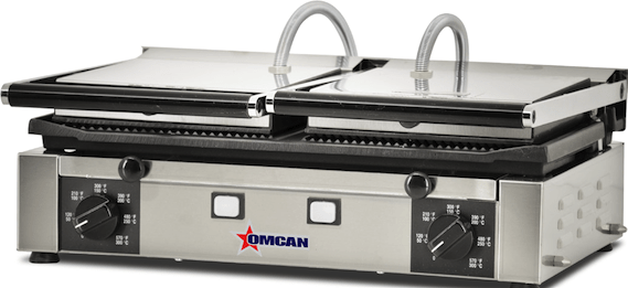 Omcan PG-IT-0737-R - 19" x 10" Grooved Double Panini Grill