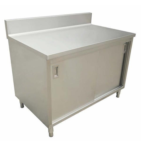 Omcan - Table de travail en acier inoxydable avec armoire et dosseret - 30" de profondeur