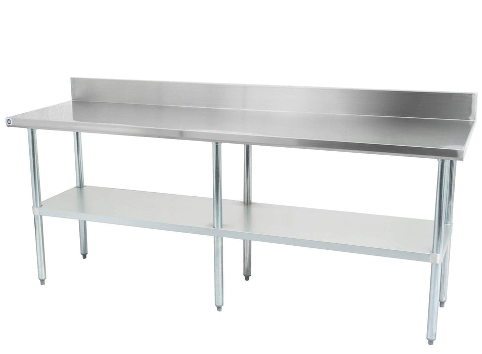 Thorinox - Table de travail en acier inoxydable avec étagère inférieure et dosseret - 24" de profondeur