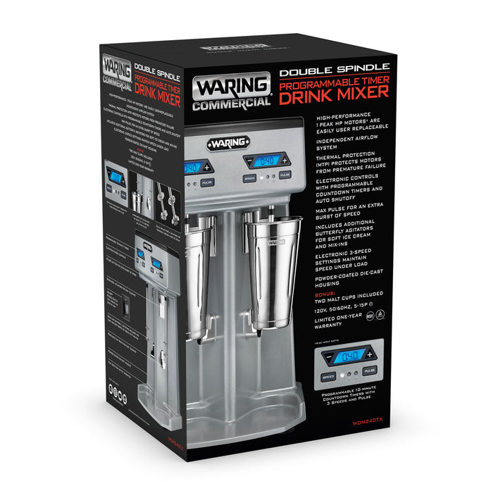 Waring Commercial - WDM240TX - HEAVY-DUTY DOUBLE-SPINDLE DRINK MIXER WITH TIMER